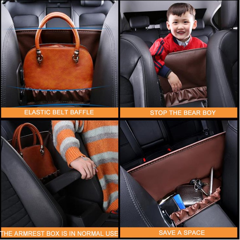 Car Seat Organizer and Storage Bag - Premium Leather, Easy to Hang and Store