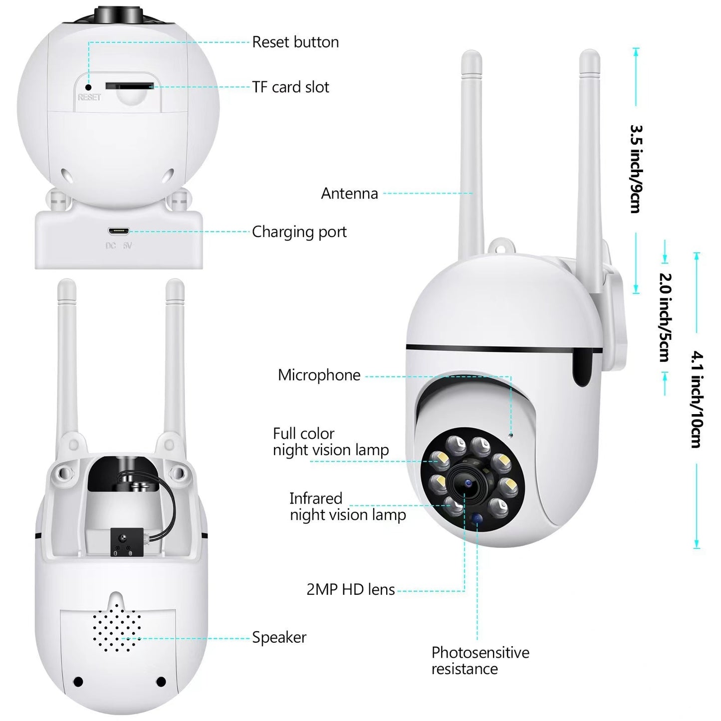 1080P Wifi IP Camera Wireless Outdoor Cameras IP Surveillance Video Baby Monitor Home Shop Security Smart Tracking Night Vision