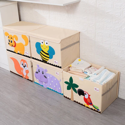 Cartoon Kid Toy Storage Boxes Folding Drawer Wardrobe Organizer Clothes Socks Storing Container with Lid Sundries Bin Accessorie