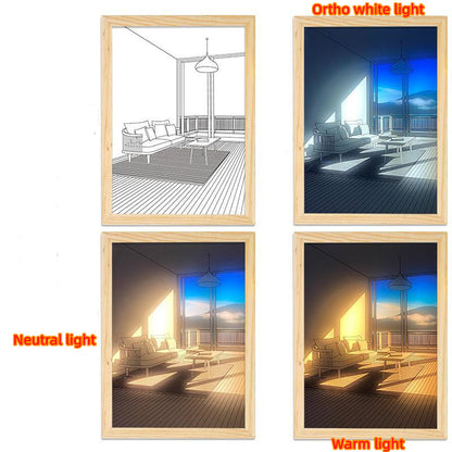 Radiant Sunbeam: LED Decorative Light Painting with Creative Modern Bedside Picture Style.