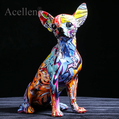 Artistic Whimsy: Personalized Chihuahua Dog Statue, Handcrafted Resin Sculpture for Unique Home and Office Decor. Embrace Simplicity with Customizable Options